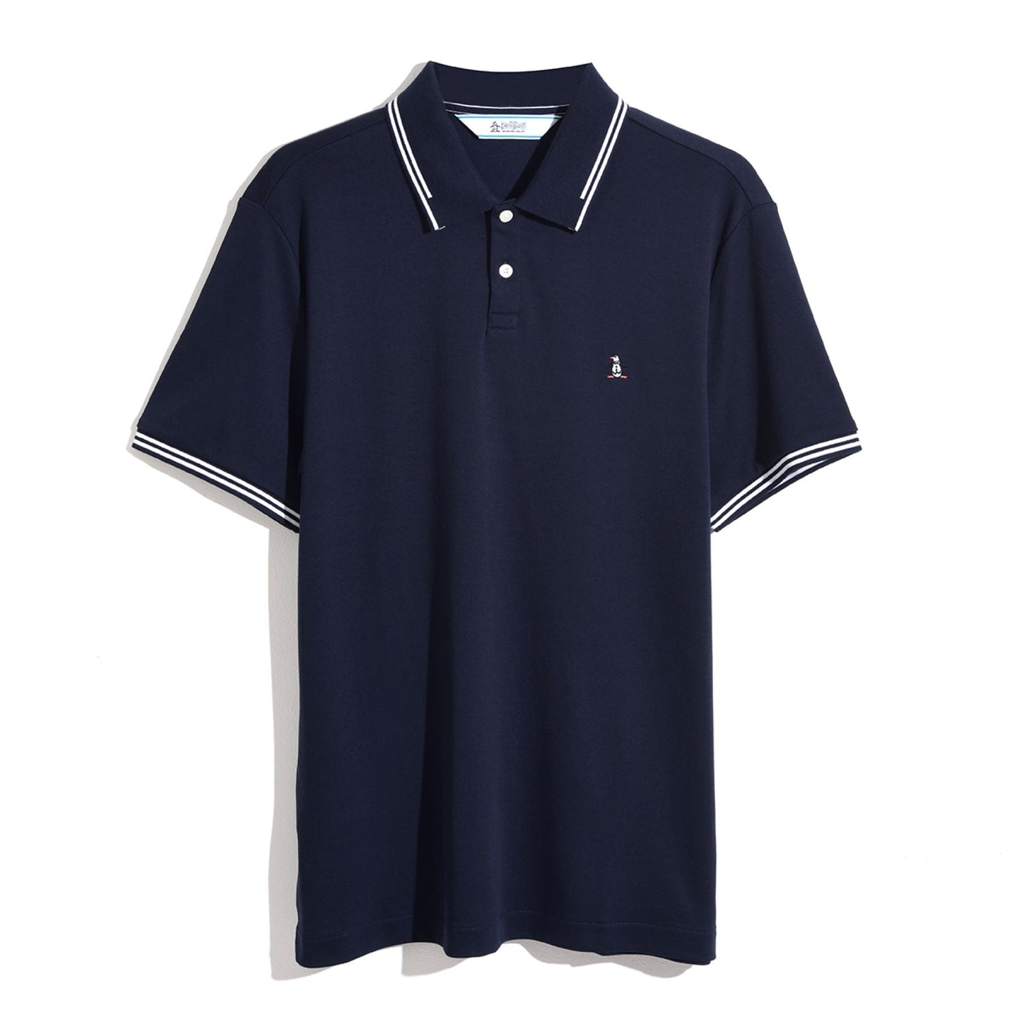 Original Penguin Icons Tipped Polo Shirt In Dark Sapphire(Organic Cotton Tv Pete Polo Blue Opkf3808gp 413)