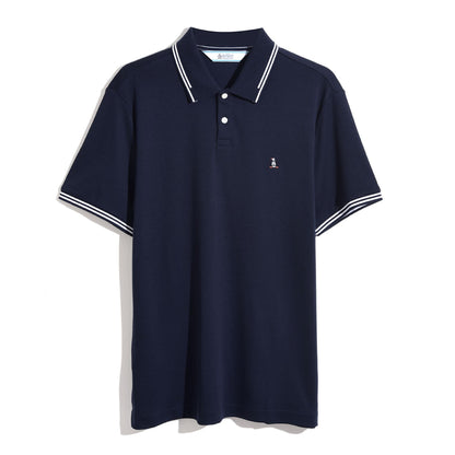 Original Penguin Icons Tipped Polo Shirt In Dark Sapphire(Organic Cotton Tv Pete Polo Blue Opkf3808gp 413)