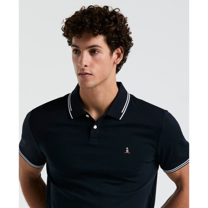 Original Penguin Icons Tipped Polo Shirt In Dark Sapphire(Organic Cotton Tv Pete Polo Blue Opkf3808gp 413)
