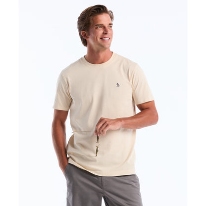 Original Penguin Pin Point Embroidered Logo T-Shirt In Birch(Pin Point Embroidered Logo T Shirt Beige Opkf5903gp 252)