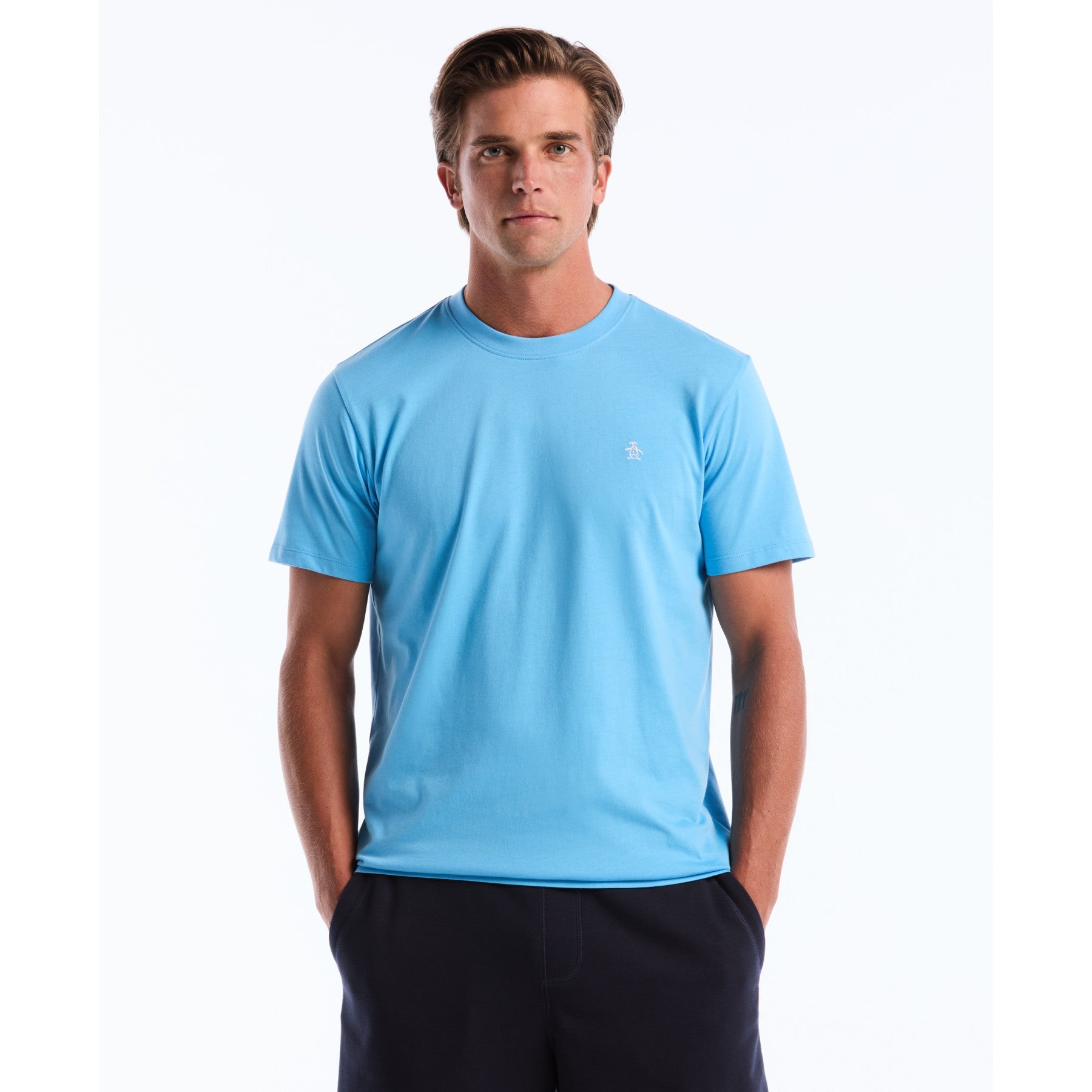 Original Penguin Pin Point Embroidered Logo T-Shirt In Bonnie Blue(Pin Point Embroidered Logo T Shirt Blue Opkf5903gp 456)