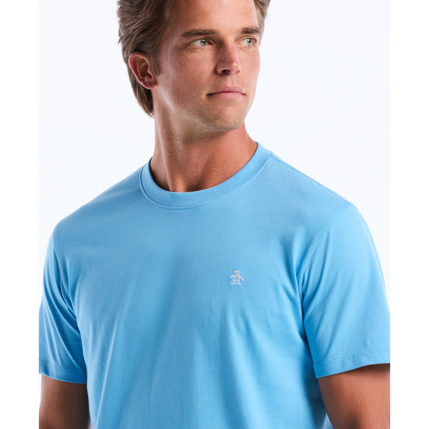 Original Penguin Pin Point Embroidered Logo T-Shirt In Bonnie Blue(Pin Point Embroidered Logo T Shirt Blue Opkf5903gp 456)