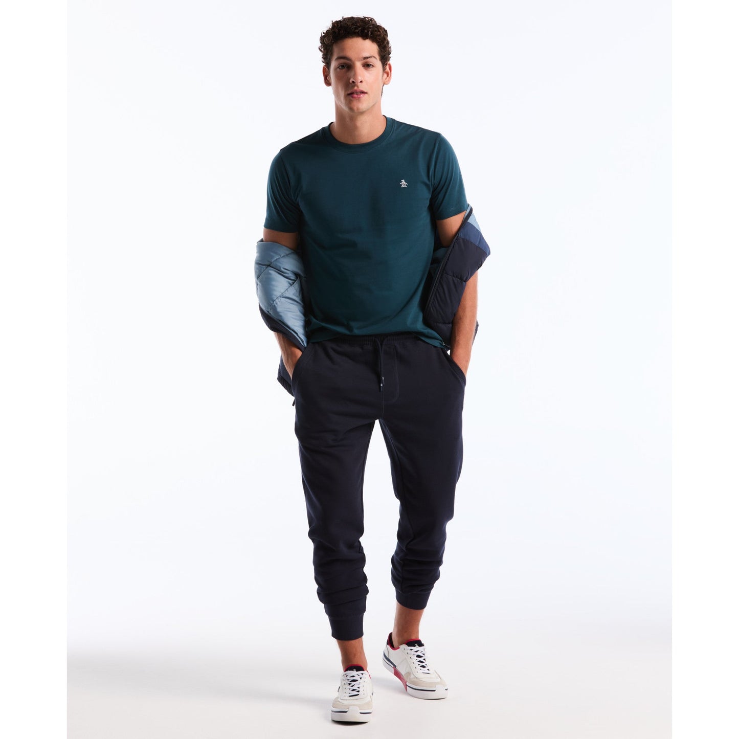 Original Penguin Pin Point Embroidered Logo T-Shirt In Reflecting Pond(Pin Point Embroidered Logo T Shirt Green Opkf5903gp 470)
