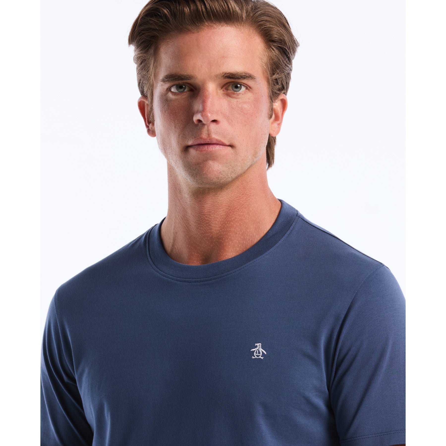 Original Penguin Pin Point Embroidered Logo T-Shirt In Sargasso Sea(Pin Point Embroidered Logo T Shirt Blue Opkf5903gp 485)