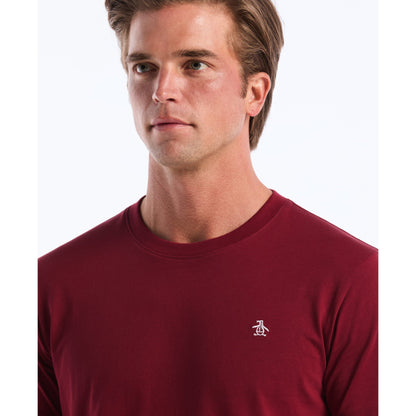 Original Penguin Pin Point Embroidered Logo T-Shirt In Cabernet(Pin Point Embroidered Logo T Shirt Red Opkf5903gp 605)
