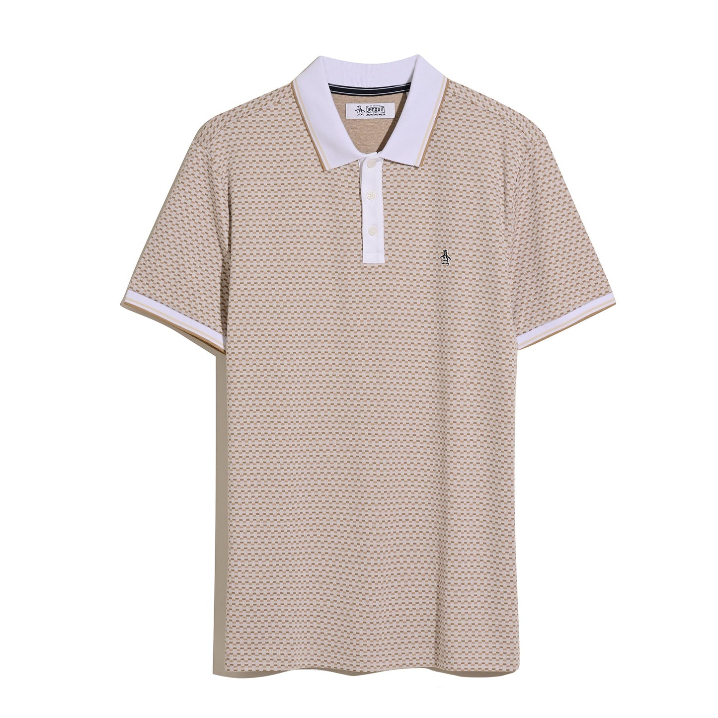 Original Penguin Allover Mini Jaquard Polo Shirt In Birch(Allover Mini Jaquard Polo Shirt Beige Opkm2522gp 252)