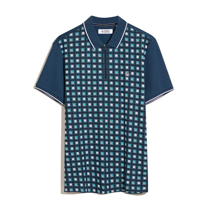 Original Penguin Jaquard Front 1/4 Zip Polo Shirt In Sargasso Sea(Jaquard Front 14 Zip Polo Shirt Blue Opkm2523gp 485)