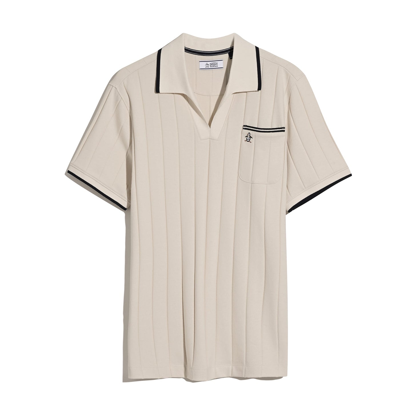 Original Penguin Icons Open Collar Polo Shirt In Birch(Icons Open Collar Polo Shirt Beige Opkm2536gp 252)