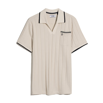 Original Penguin Icons Open Collar Polo Shirt In Birch(Icons Open Collar Polo Shirt Beige Opkm2536gp 252)