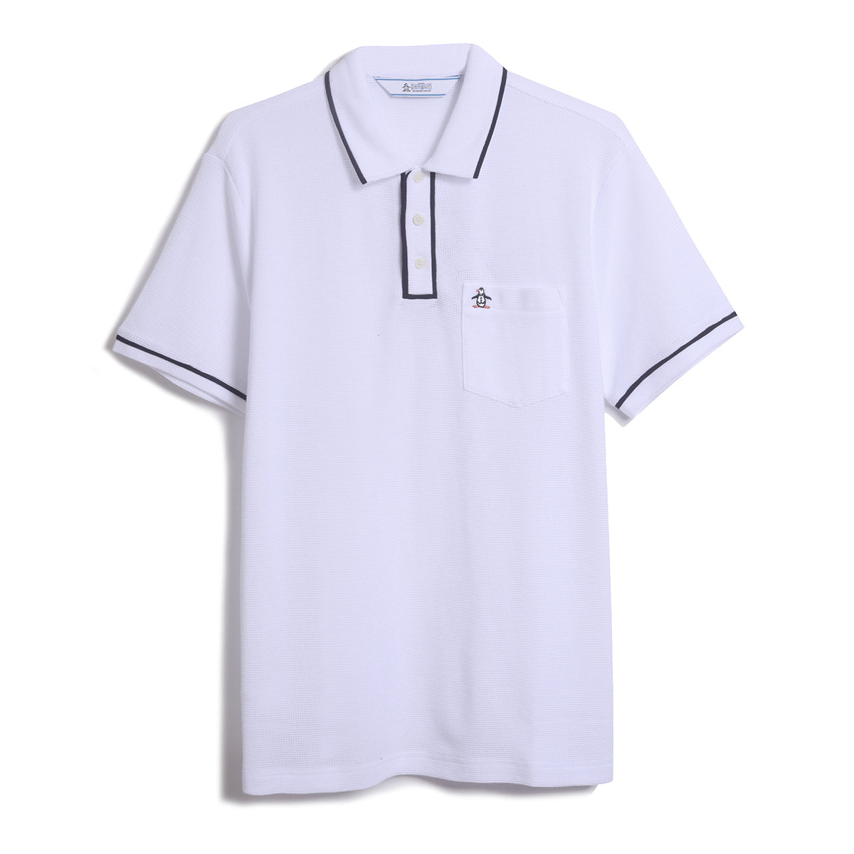 Original Penguin Icons Bentley Mesh Polo Shirt In Bright White(Organic Cotton Bentley Mesh Polo White Opkm3500gp 118)