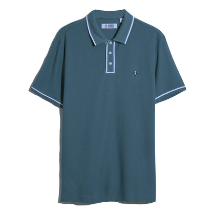 Original Penguin Icons Bentley Mesh Polo Shirt In Copen Blue(Organic Cotton Bentley Mesh Short Sleeve Polo Shirt Blue Opkm3500gp 443)
