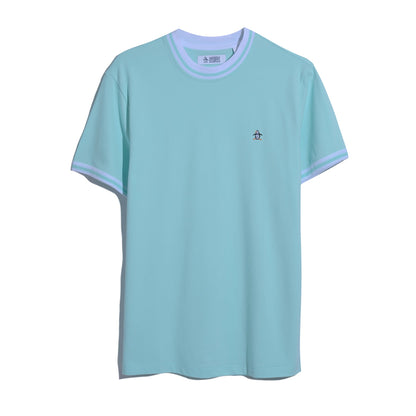 Original Penguin Icons Pique T-Shirt In Blue Tint(Organic Cotton Pique T Shirt Blue Opkm3503gp 459)