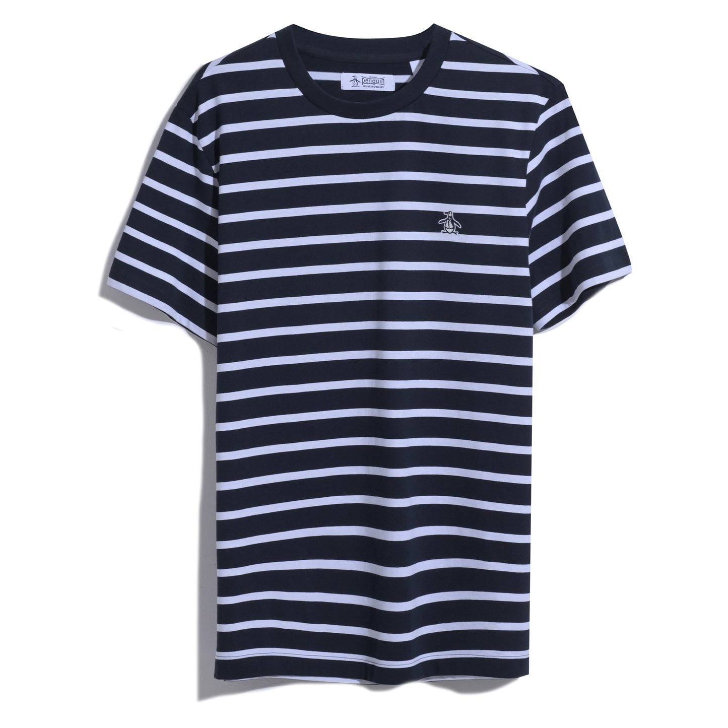 Original Penguin Breton Striped T-Shirt In Dark Sapphire(Sticker Pete Breton T Shirt Blue Opks3720gp 413)