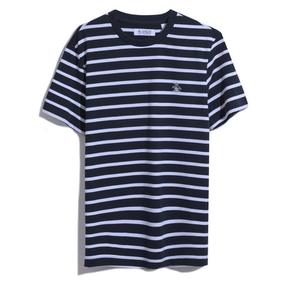 Original Penguin Breton Striped T-Shirt In Dark Sapphire(Sticker Pete Breton T Shirt Blue Opks3720gp 413)