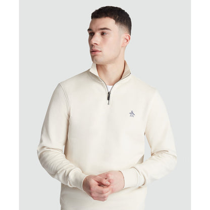 Original Penguin Fleece Quarter Zip Sweatshirt In Birch(Long Sleeve Fleece Quarter Zip Jumper Beige Opks5713gp 252)