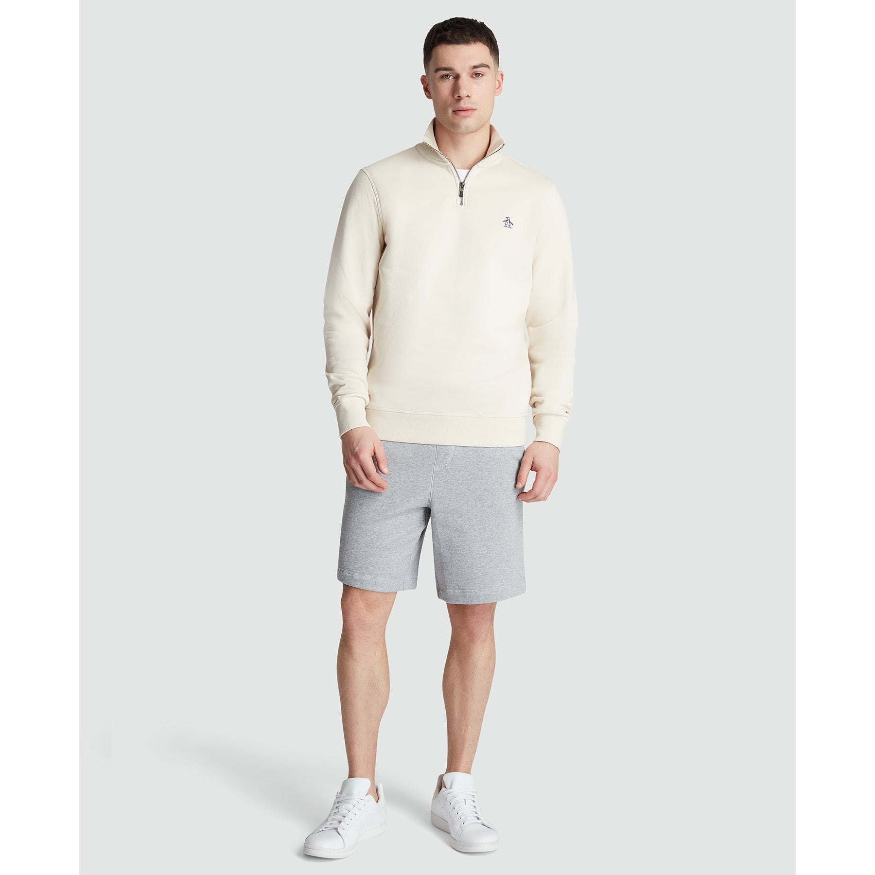 Original Penguin Fleece Quarter Zip Sweatshirt In Birch(Long Sleeve Fleece Quarter Zip Jumper Beige Opks5713gp 252)