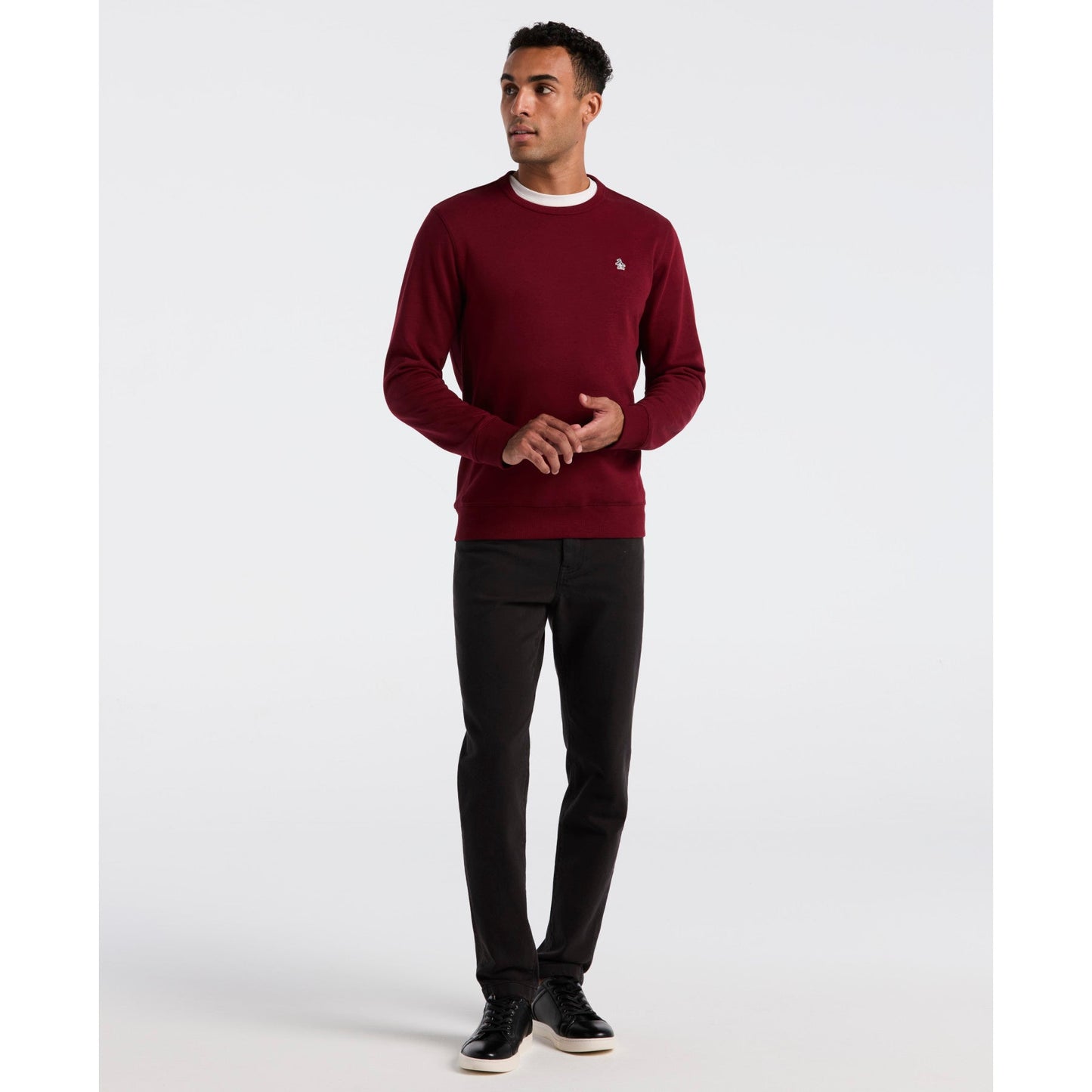 Original Penguin Sticker Pete Sweatshirt In Cabernet(Sticker Pete Sweatshirt Red Opksb404gp 605)