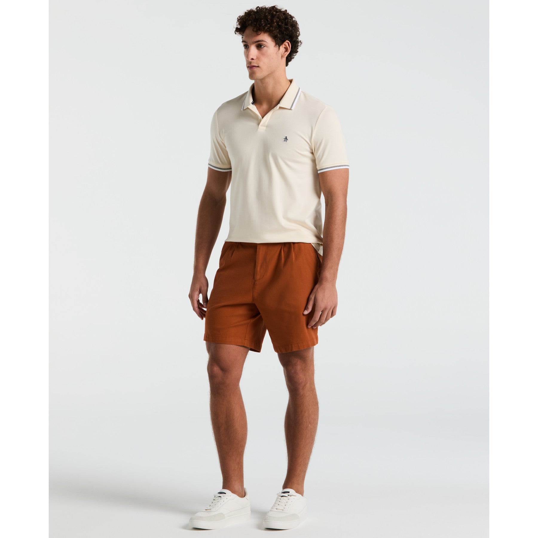 Original Penguin Pique Sticker Pete Tipped Polo Shirt In Birch(Pique Sticker Pete Tipped Polo Shirt Beige Opksb720gp 252)