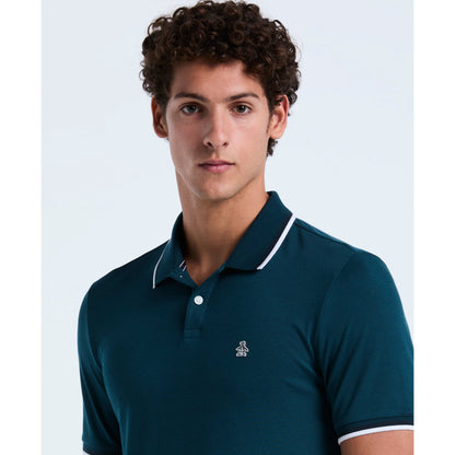 Original Penguin Pique Sticker Pete Tipped Polo Shirt In Reflecting Pond(Pique Sticker Pete Tipped Polo Shirt Blue Opksb720gp 470)