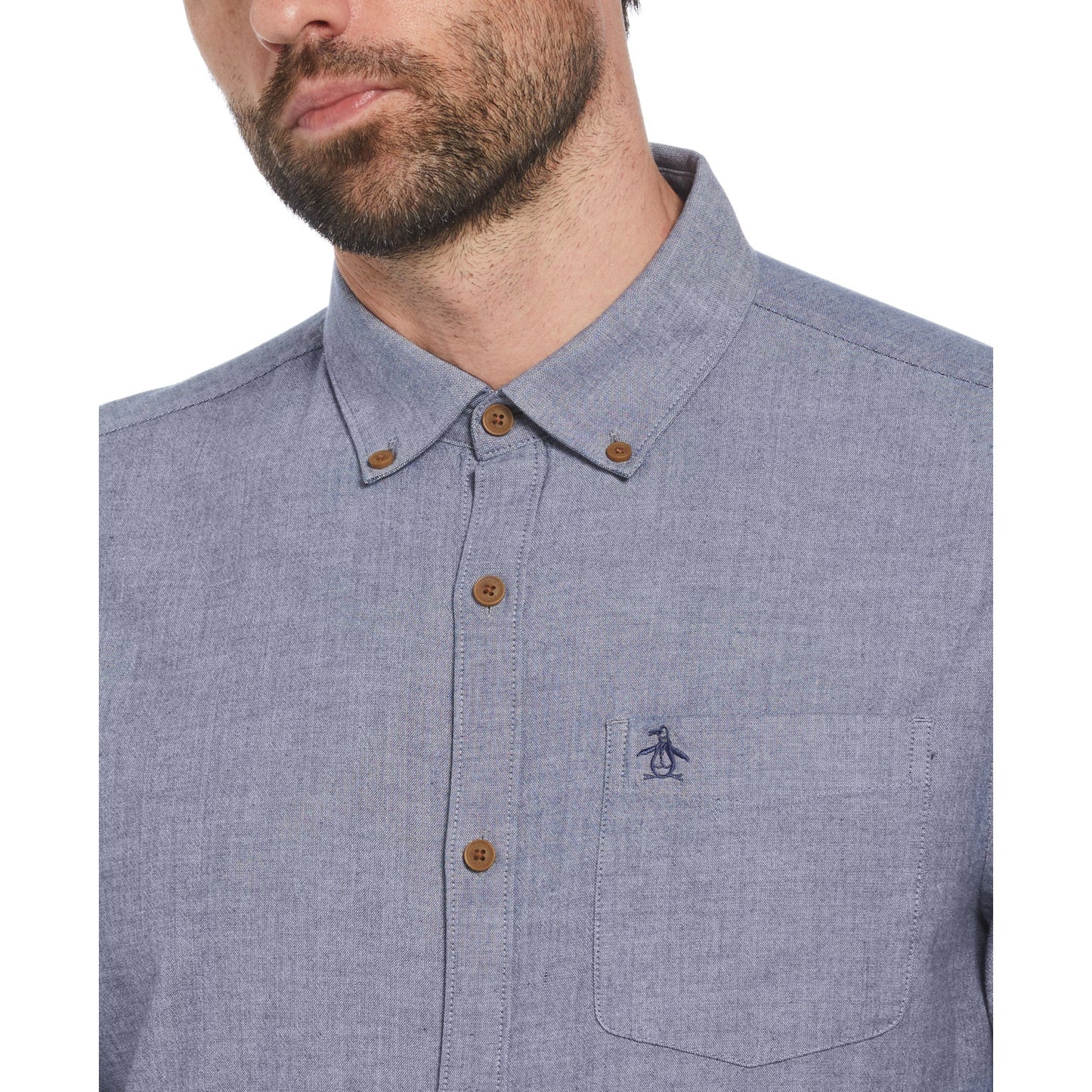 Original Penguin Chambray Shirt In Sargasso Sea(Chambray Shirt Blue Opwf2416gp 485)
