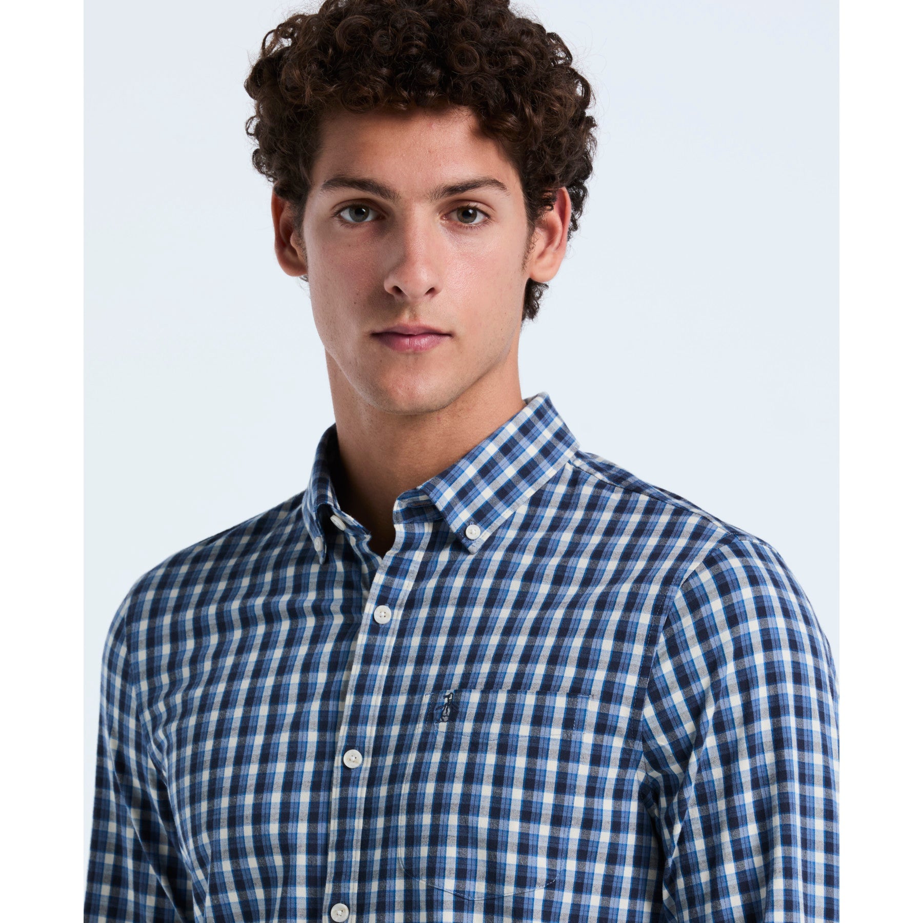 Original Penguin Twill Check Shirt In Copen Blue(Twill Check Shirt Blue Opwf2501gp 443)