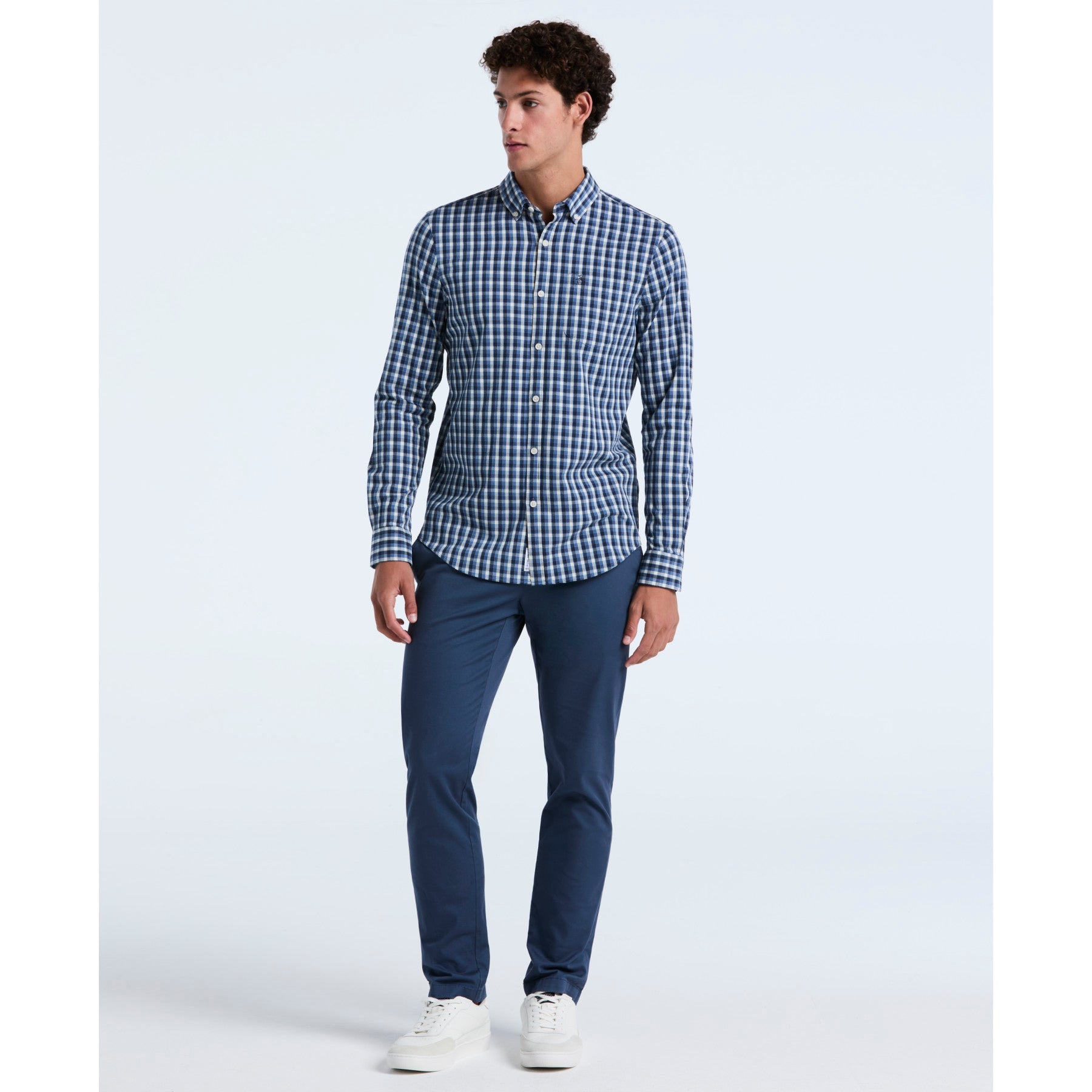 Original Penguin Twill Check Shirt In Copen Blue(Twill Check Shirt Blue Opwf2501gp 443)