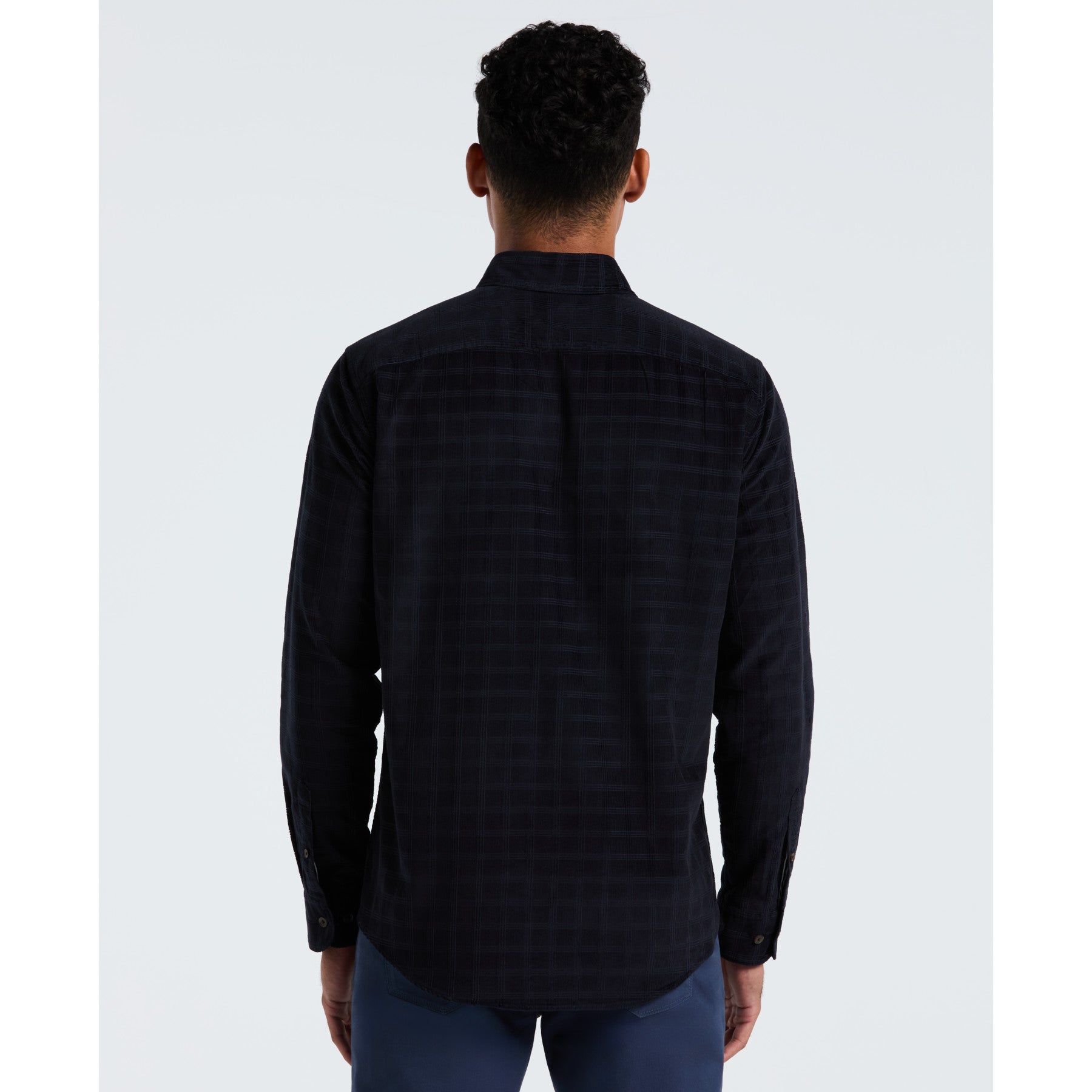 Original Penguin Corduroy Check Shirt In Dark Sapphire(Corduroy Check Shirt Blue Opwf2516gp 413)