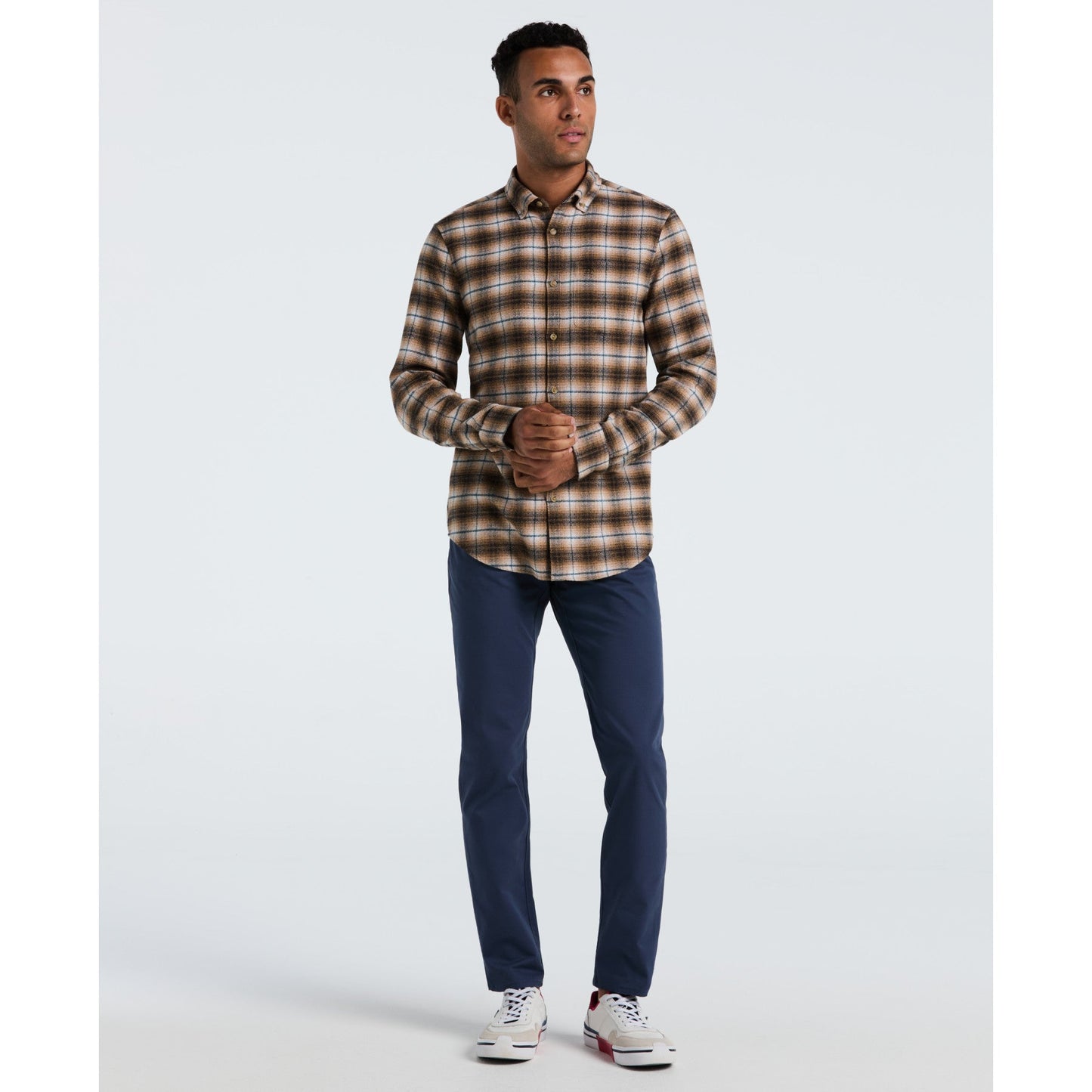 Original Penguin Plaid Flannel Shirt In Tigers Eye(Plaid Flannel Shirt Brown Opwf2517gp 218)