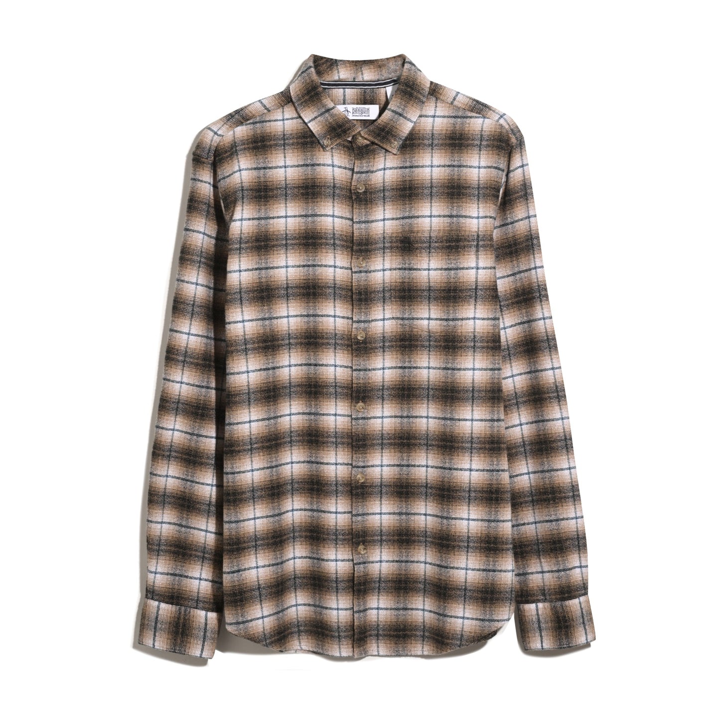 Original Penguin Plaid Flannel Shirt In Tigers Eye(Plaid Flannel Shirt Brown Opwf2517gp 218)