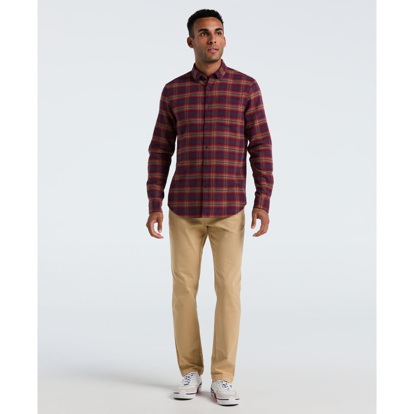 Original Penguin Plaid Flannel Shirt In Cabernet(Plaid Flannel Shirt Red Opwf2517gp 605)