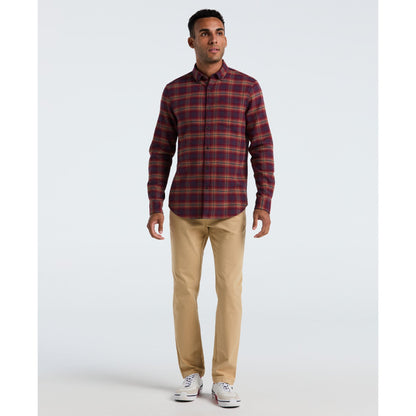 Original Penguin Plaid Flannel Shirt In Cabernet(Plaid Flannel Shirt Red Opwf2517gp 605)