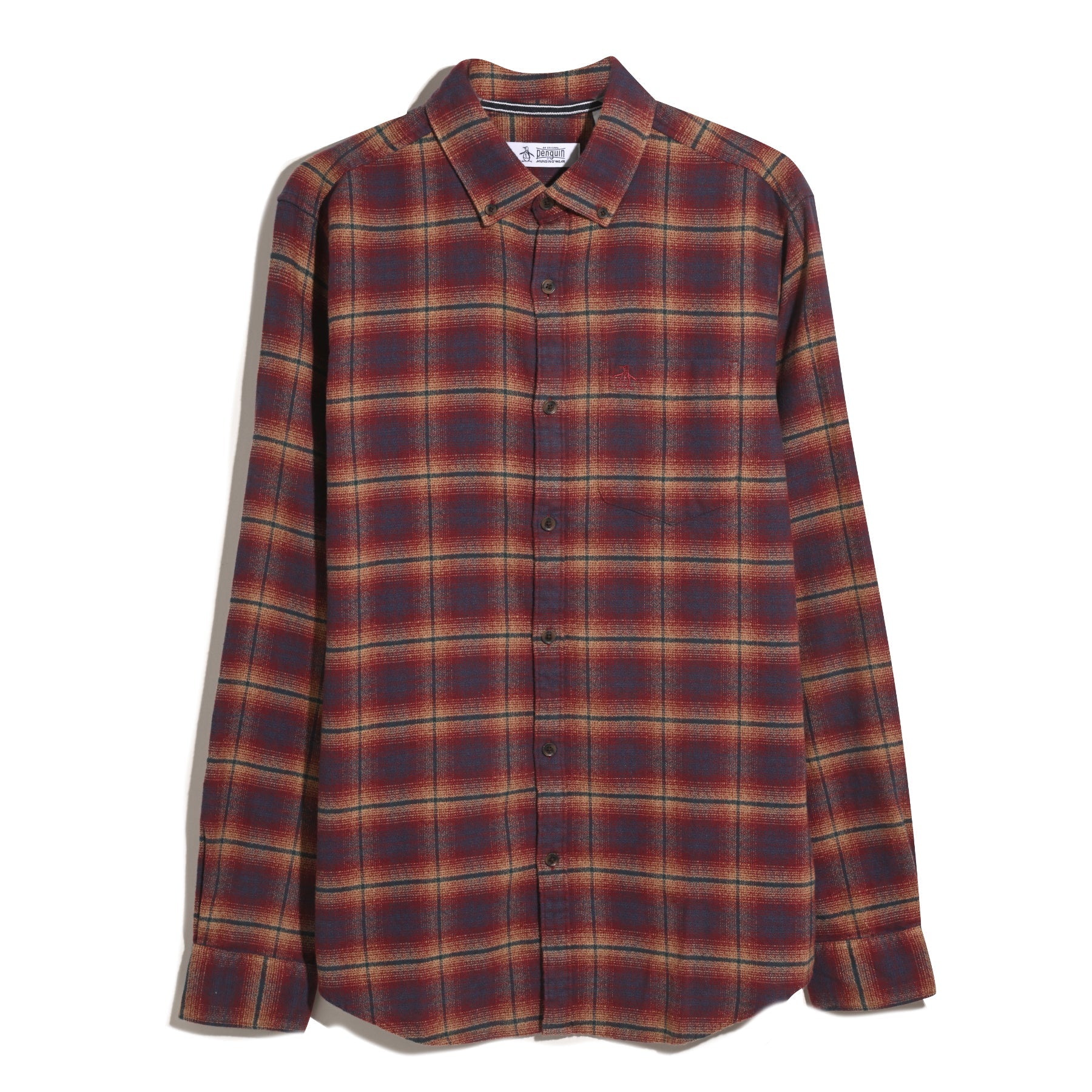 Original Penguin Plaid Flannel Shirt In Cabernet(Plaid Flannel Shirt Red Opwf2517gp 605)