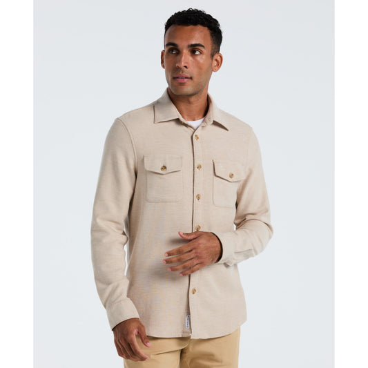 Original Penguin Double Weave Overshirt In Birch(Double Weave Overshirt Beige Opwf3118gp 252)