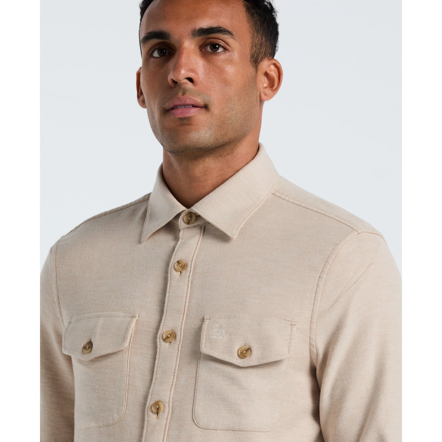 Original Penguin Double Weave Overshirt In Birch(Double Weave Overshirt Beige Opwf3118gp 252)