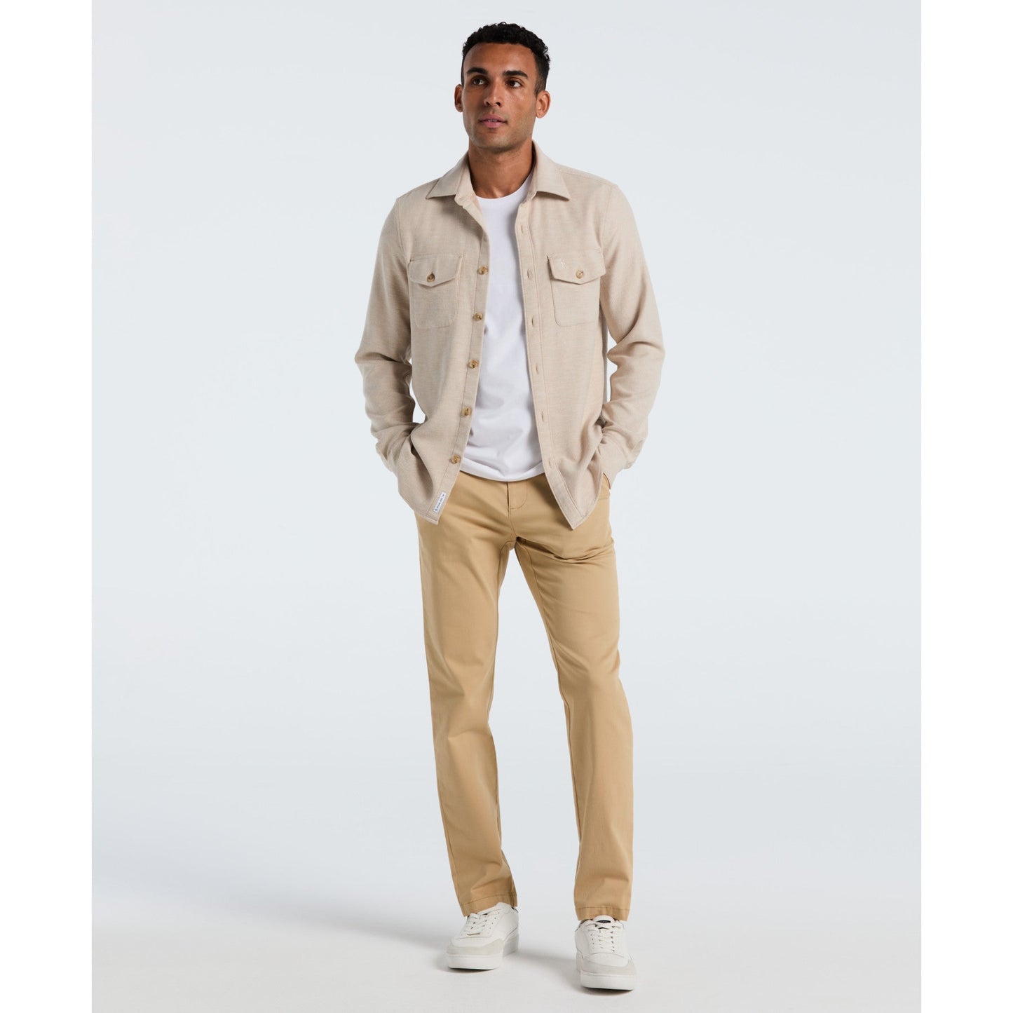 Original Penguin Double Weave Overshirt In Birch(Double Weave Overshirt Beige Opwf3118gp 252)
