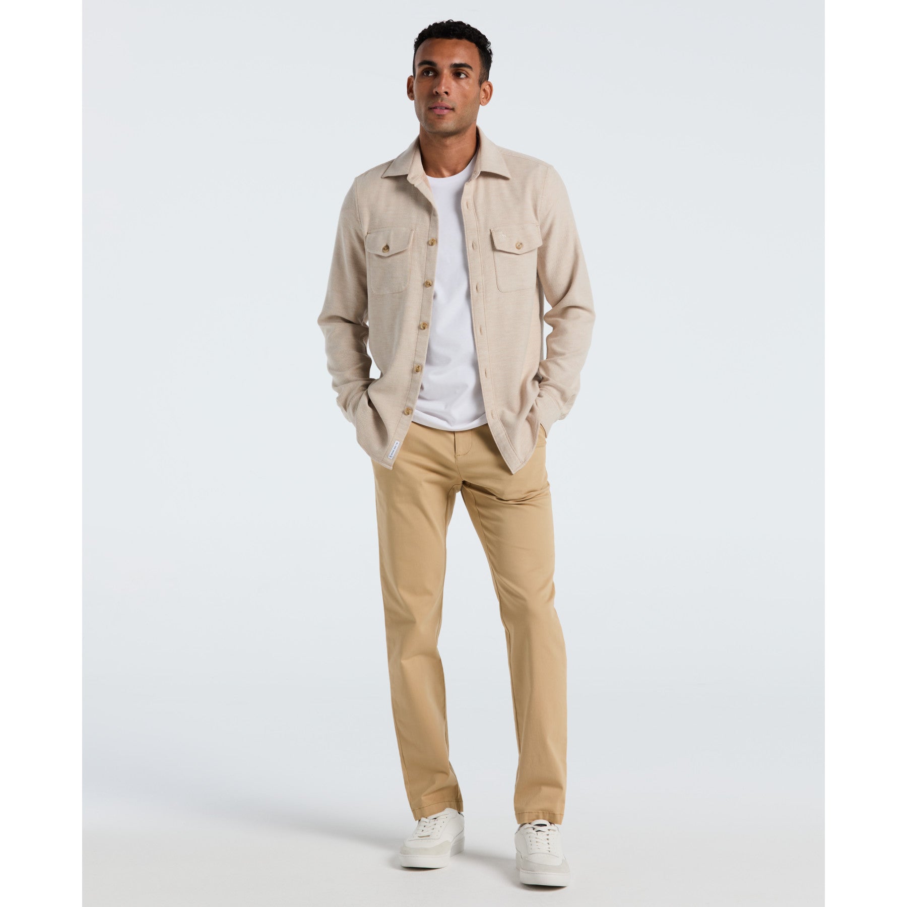Original Penguin Double Weave Overshirt In Birch(Double Weave Overshirt Beige Opwf3118gp 252)
