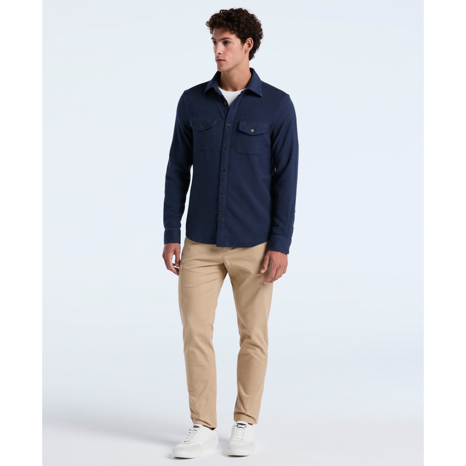 Original Penguin Double Weave Overshirt In Dark Sapphire(Double Weave Overshirt Blue Opwf3118gp 413)