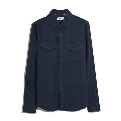 Original Penguin Double Weave Overshirt In Dark Sapphire(Double Weave Overshirt Blue Opwf3118gp 413)