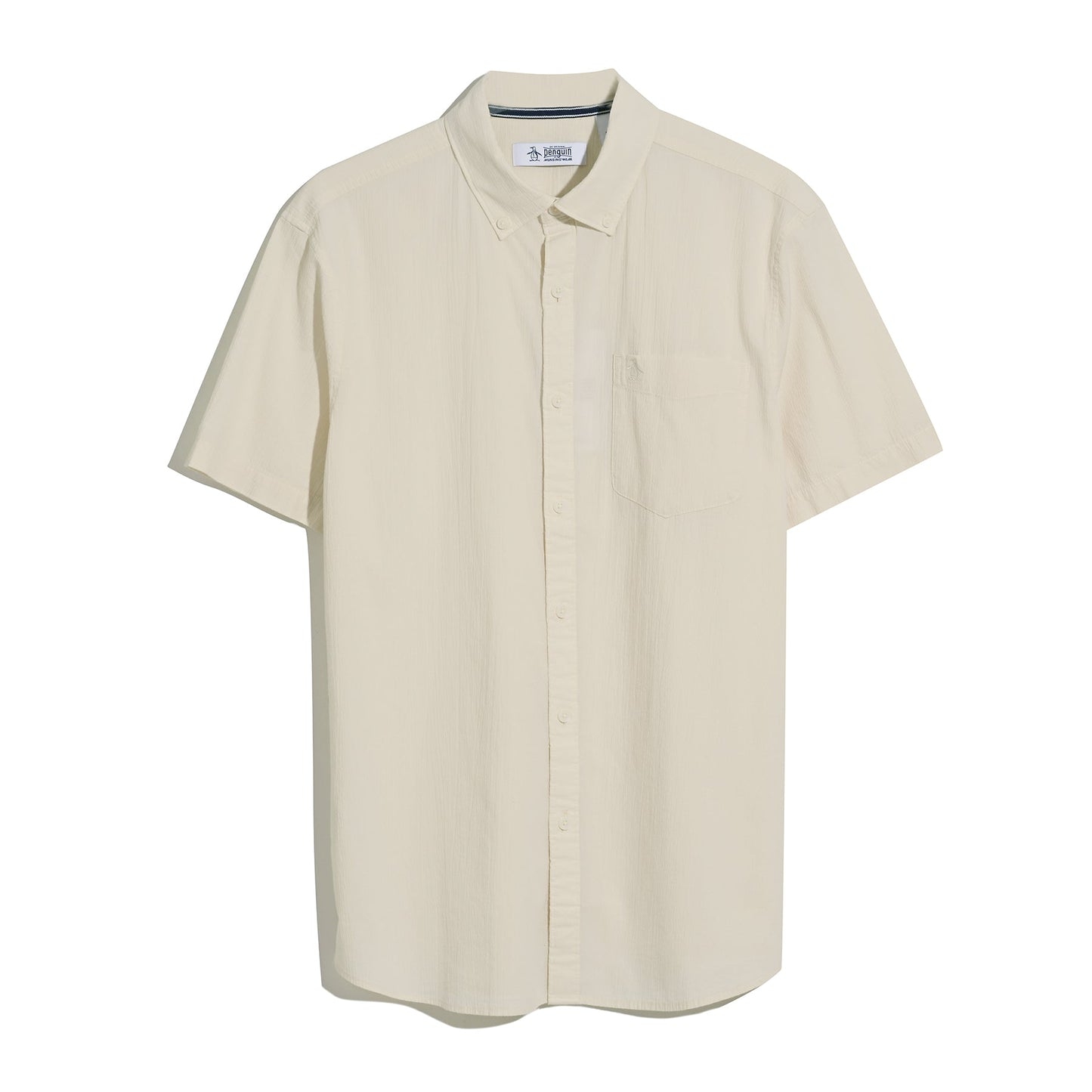 Original Penguin Seersucker Short Sleeve Shirt In Birch(Seersucker Short Sleeve Shirt Beige Opwm2409gp 252)