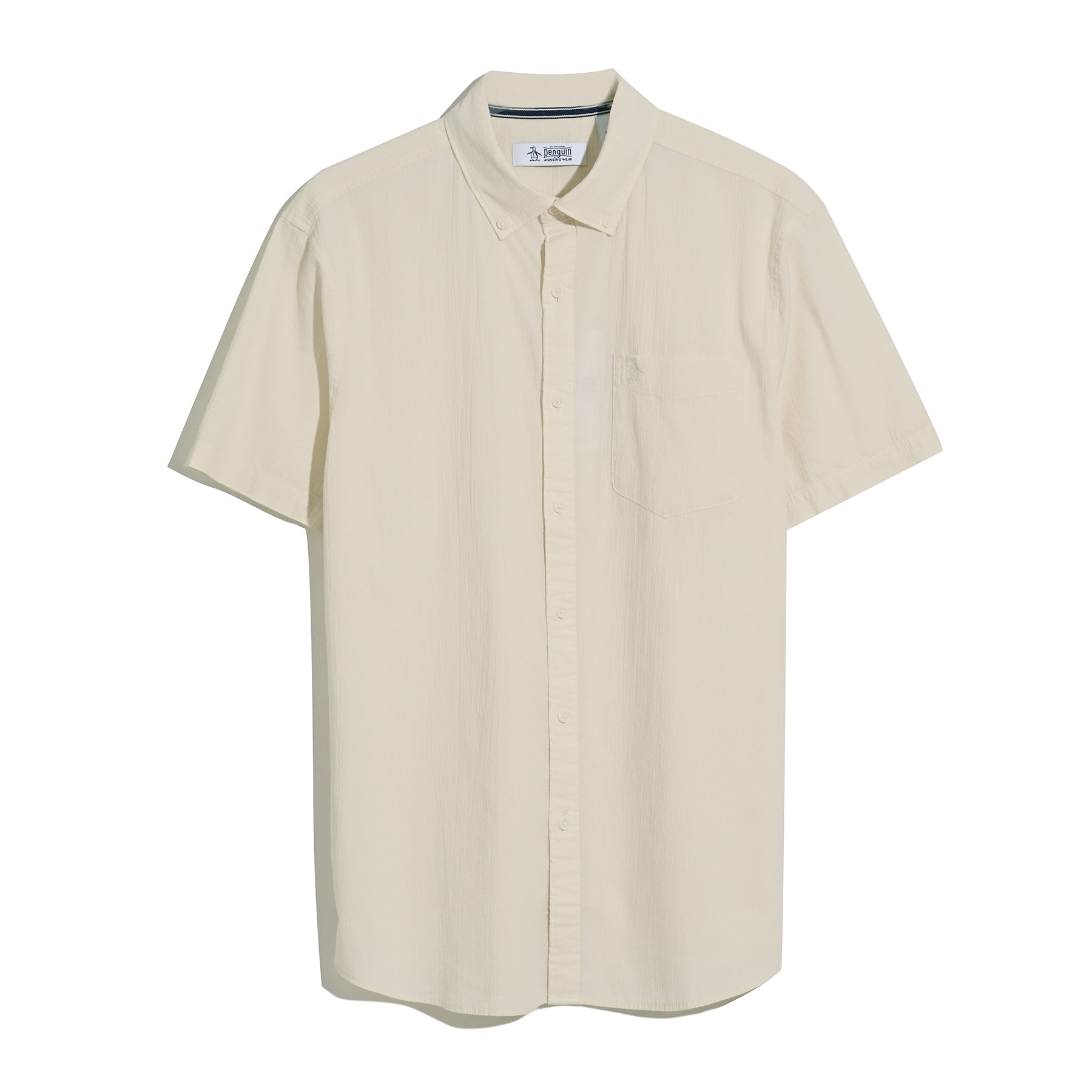 Original Penguin Seersucker Short Sleeve Shirt In Birch(Seersucker Short Sleeve Shirt Beige Opwm2409gp 252)