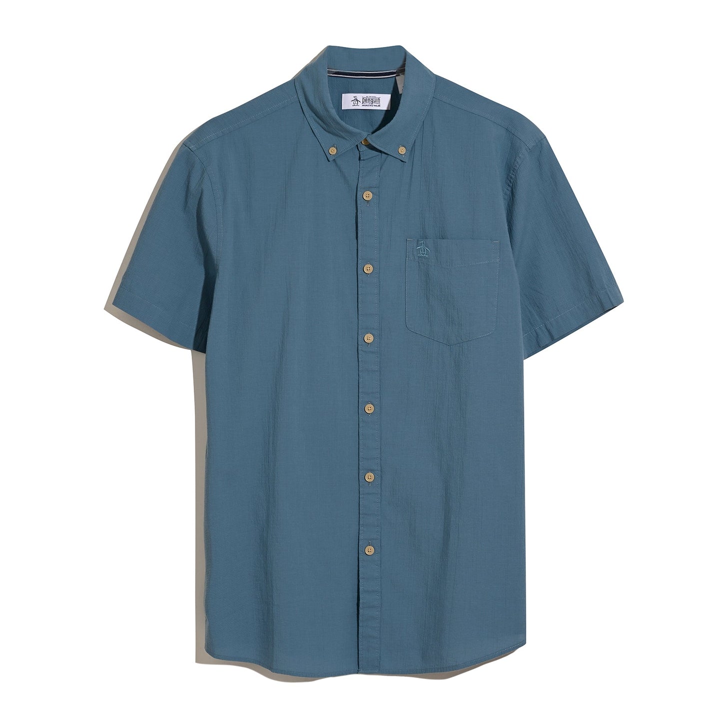 Original Penguin Seersucker Short Sleeve Shirt In Copen Blue(Seersucker Short Sleeve Shirt Blue Opwm2409gp 443)