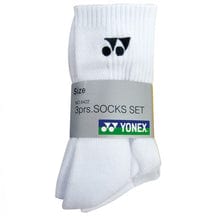  Yonex W8422 White Sports Badminton Socks - Set Of 3 Pairs