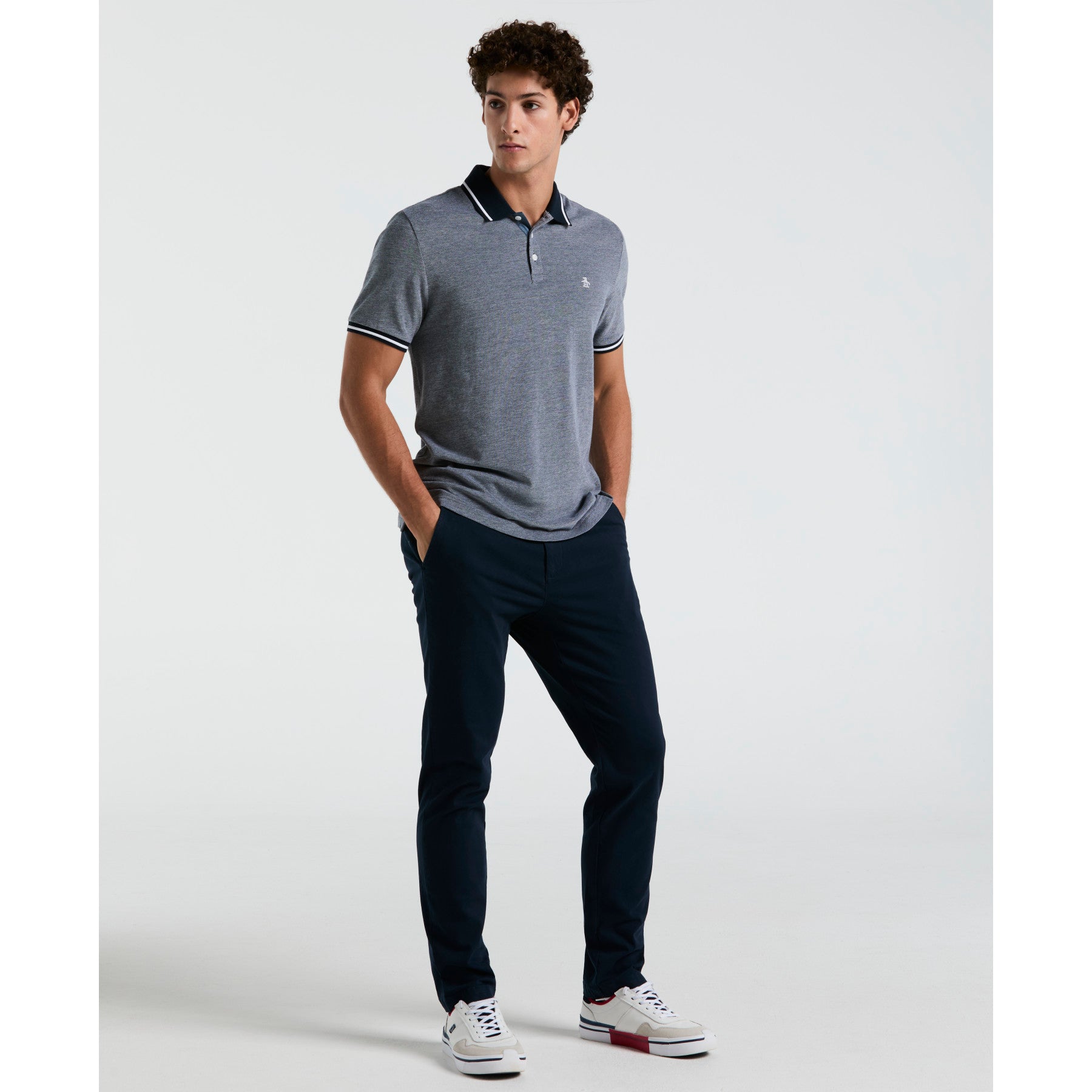 Original Penguin Birdseye Pique Tipped Polo Shirt In Dark Sapphire(Birdseye Pique Tipped Polo Shirt Blue Ockb0510gp 413)