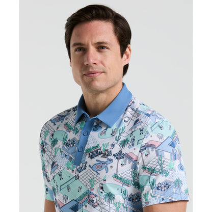 Original Penguin Palm Springs Print Golf Polo Shirt In Bright White(Palm Springs Print Golf Polo White Ogksf013gg 118)