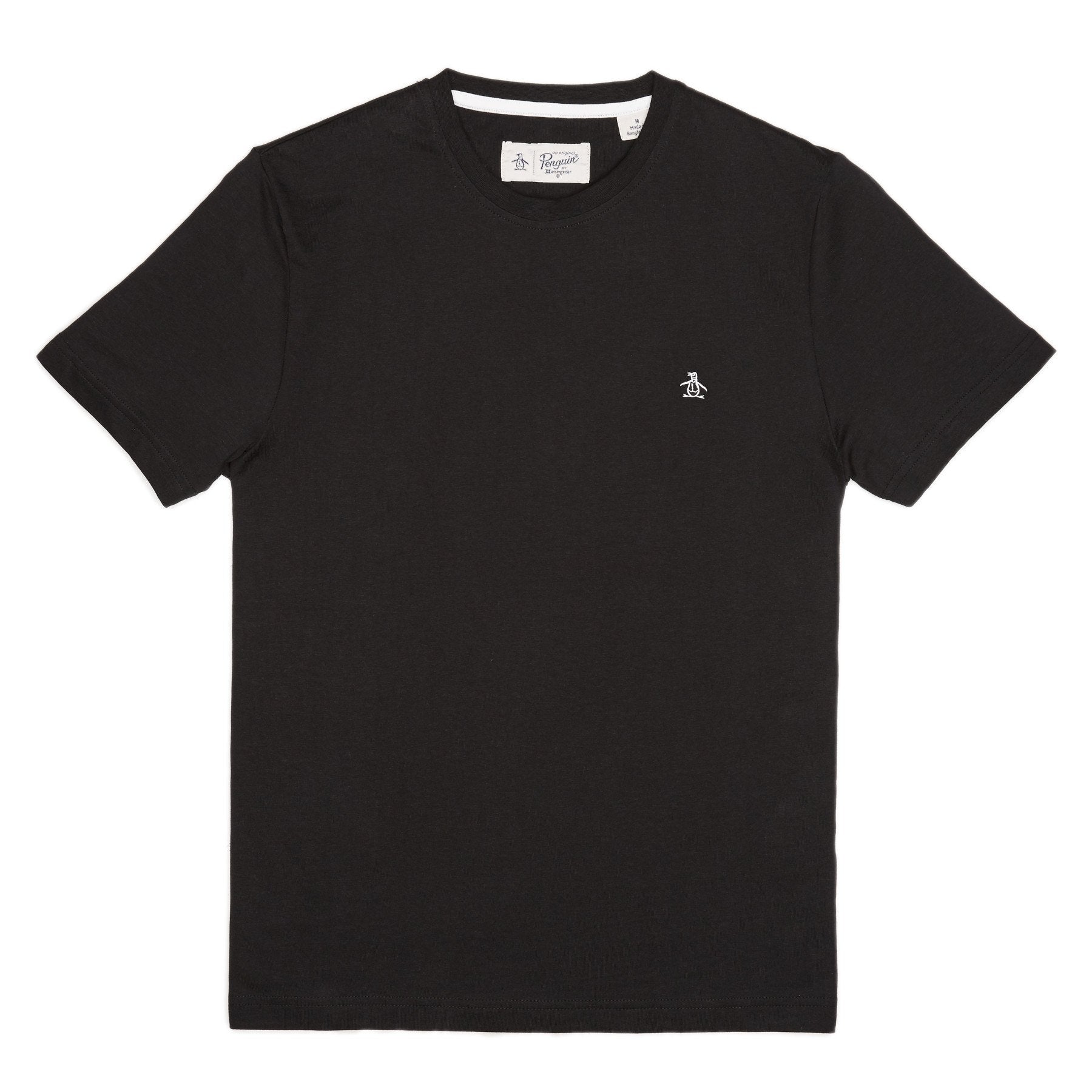 Original Penguin Pin Point Embroidered Logo Organic Cotton T-Shirt In True Black(Pin Point Embroidered Logo Organic Cotton T Shirt Black Opkb0903gp 010)