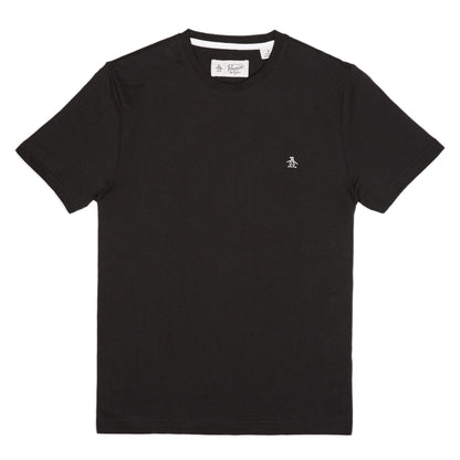 Original Penguin Pin Point Embroidered Logo Organic Cotton T-Shirt In True Black(Pin Point Embroidered Logo Organic Cotton T Shirt Black Opkb0903gp 010)