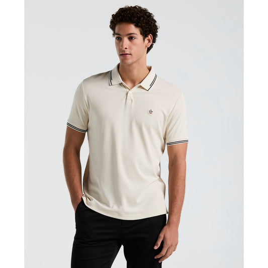 Original Penguin Icons Tipped Polo Shirt In Birch(Organic Cotton Tv Pete Short Sleeve Polo Shirt Beige Opkf3808gp 252)