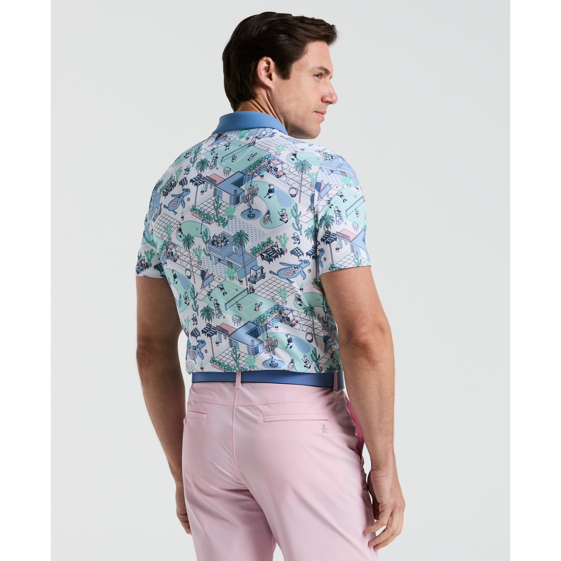 Original Penguin Palm Springs Print Golf Polo Shirt In Bright White(Palm Springs Print Golf Polo White Ogksf013gg 118)