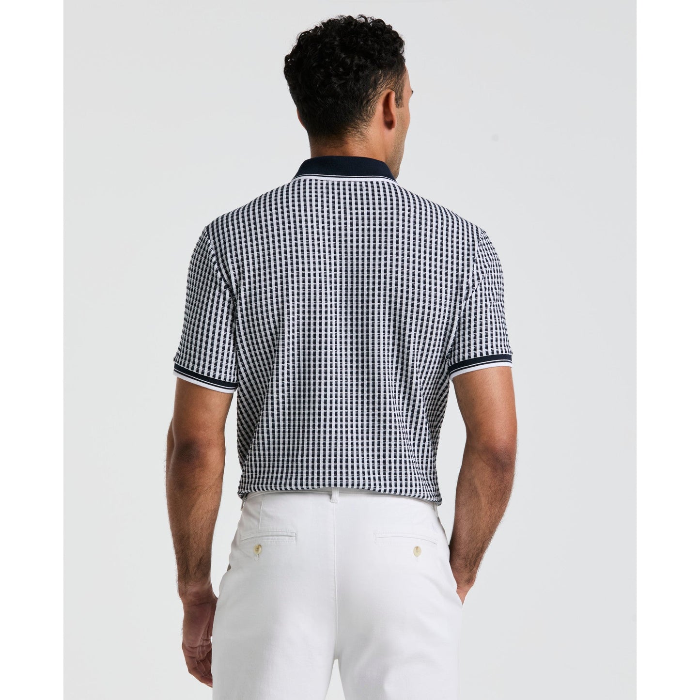 Original Penguin Jaquard Check Polo Shirt In Dark Sapphire(Jaquard Check Polo Shirt Blue Opkm2517gp 413)
