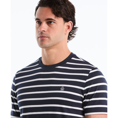 Original Penguin Breton Striped T-Shirt In Dark Sapphire(Sticker Pete Breton T Shirt Blue Opks3720gp 413)